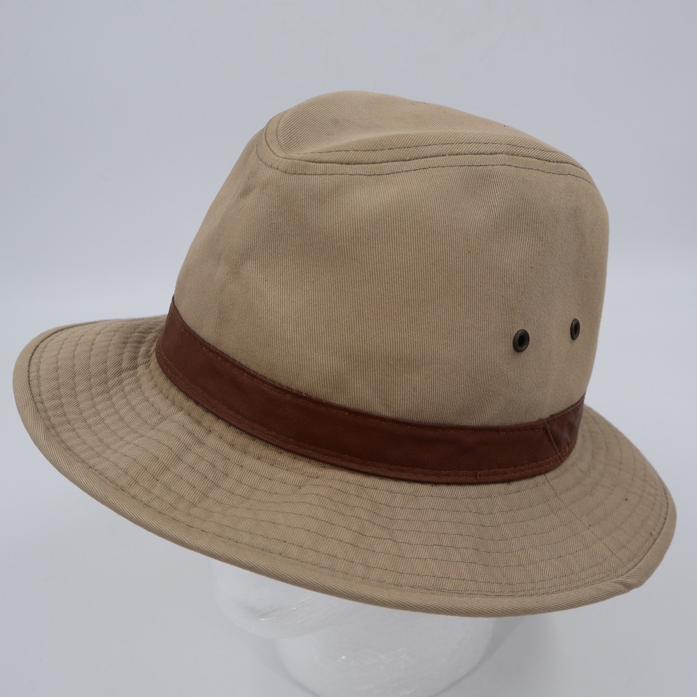 Dorfman Pacific Co Safari Fedora Mens Large Tan Cotton Wide Brim Outback Hat